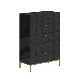 Boyel Living - 49.2 in. H Freestanding Storage Cabinet 5 Drawer Accent Cabinet - Black