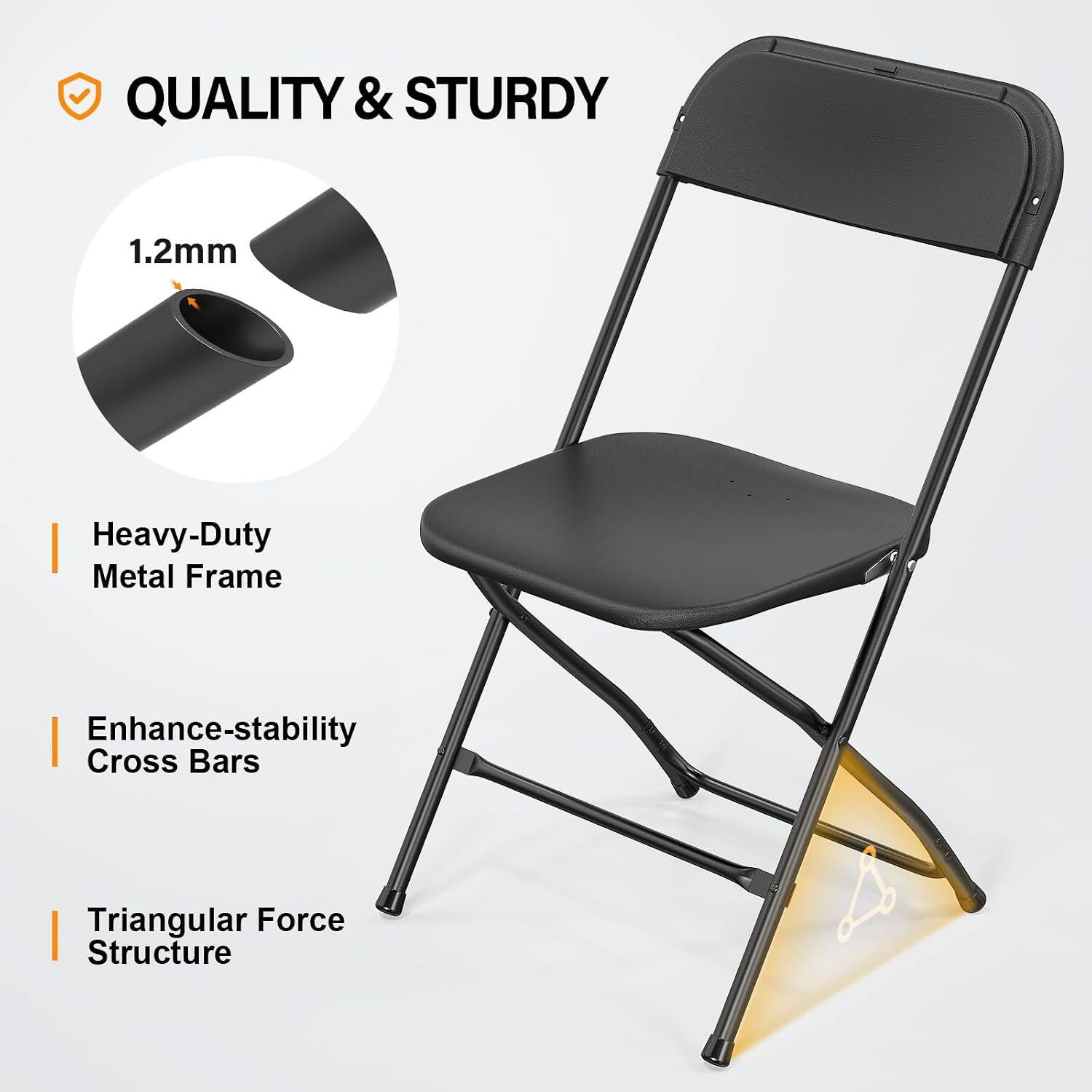 QUALITY & STURDY

1.2mm Heavy-Duty Metal Frame

Enhance-stability Cross Bars

Triangular Force Structure