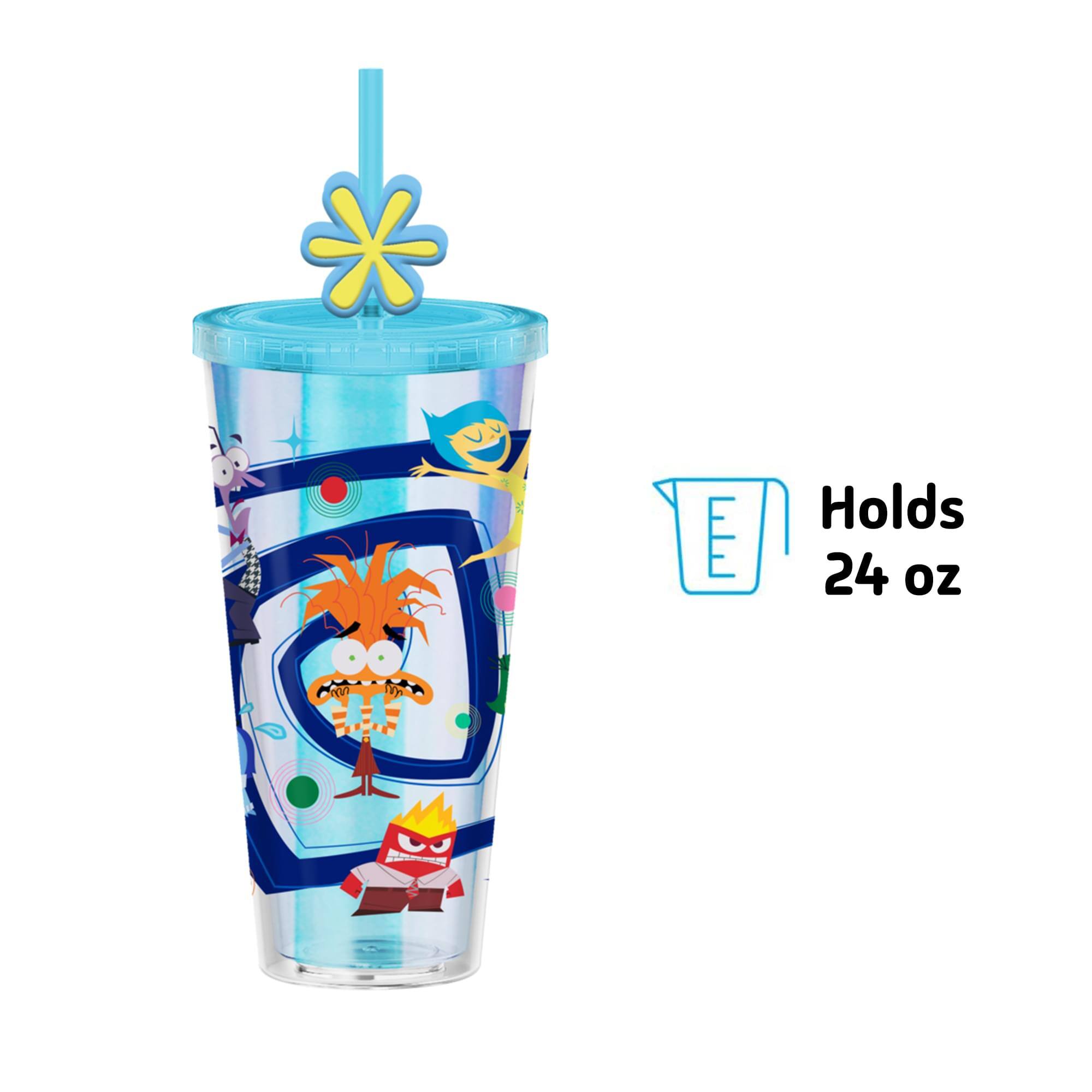 Alt View 2. Silver Buffalo - Disney Pixar Inside Out 2 Carnival Cup With Straw Topper Charm | Holds 24 Ounces - Blue.
