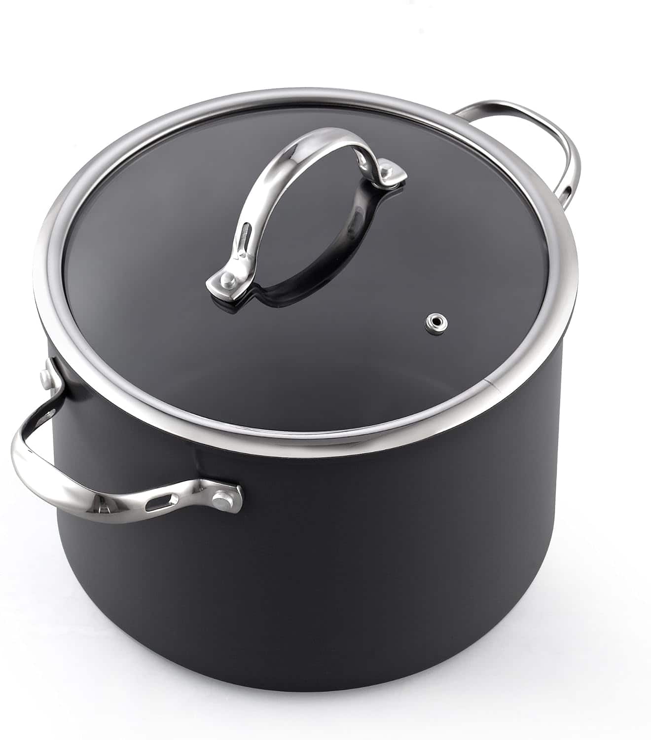 Cooks Standard - Classic 8-Quart Stock Pot Dutch Oven Casserole with Glass Lid, Hard Anodized Nonstick Stockpot, Not Induction - Black