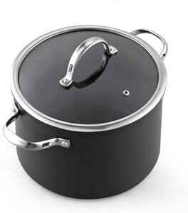 Cooks Standard - Classic 8-Quart Stock Pot Dutch Oven Casserole with Glass Lid, Hard Anodized Nonstick Stockpot, Not Induction - Black