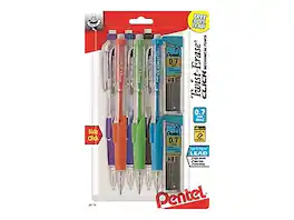 Pentel - Twist-Erase Click Mechanical Pencil, 0.7mm, #2 Medium Lead, 6/Pack - Black