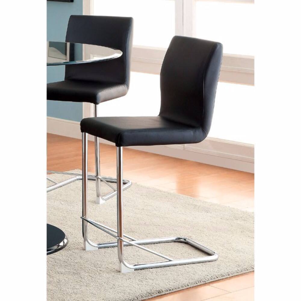 Alt View 1. Manhattan Lane - Lodia II Contemporary Counter Height Chair With Black Pu, Set of 2 - Black.
