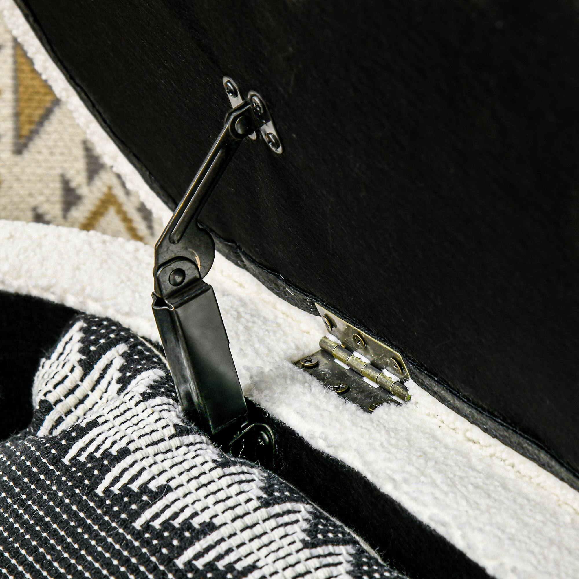 Alt View 7. Homcom - 46" Storage Ottoman Bench, Teddy Fleece Upholstered Boucle Storage Bench with Wood Frame, Bedroom Bench for Living Room - Cream White.