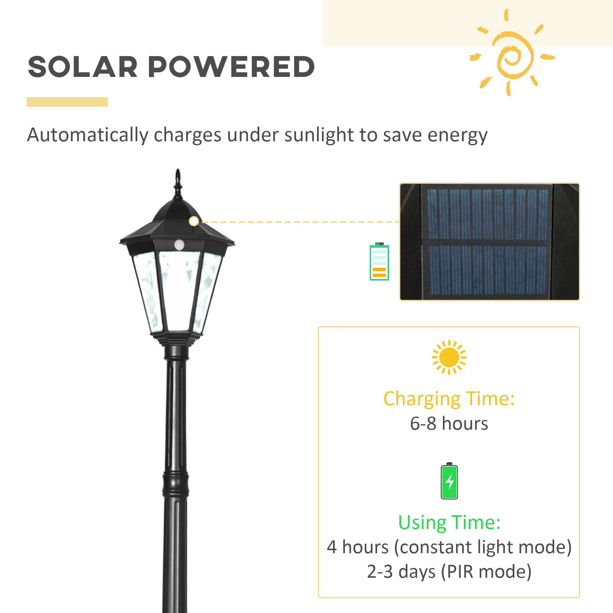 SOLAR POWERED
Automatically charges under sunlight to save energy
Charging Time: 6-8 hours
Using Time: 4 hours (constant light mode)
2-3 days (PIR mode)