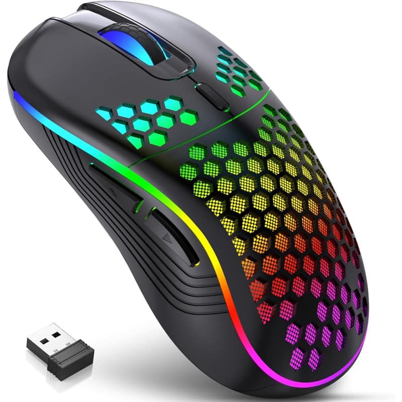 RISOKEYS - Wireless Gaming Mouse, Light Honeycomb, Stable 2.4G,USB-C Rechargeable, Simple Easy Use for Gaming/Office,PC Mac Laptop - Wireless - Black