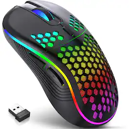 SKRAN - Wireless Gaming Mouse: Lightweight Honeycomb, Stable 2.4G, Rechargeable, for Gaming & Office - Wireless - Black