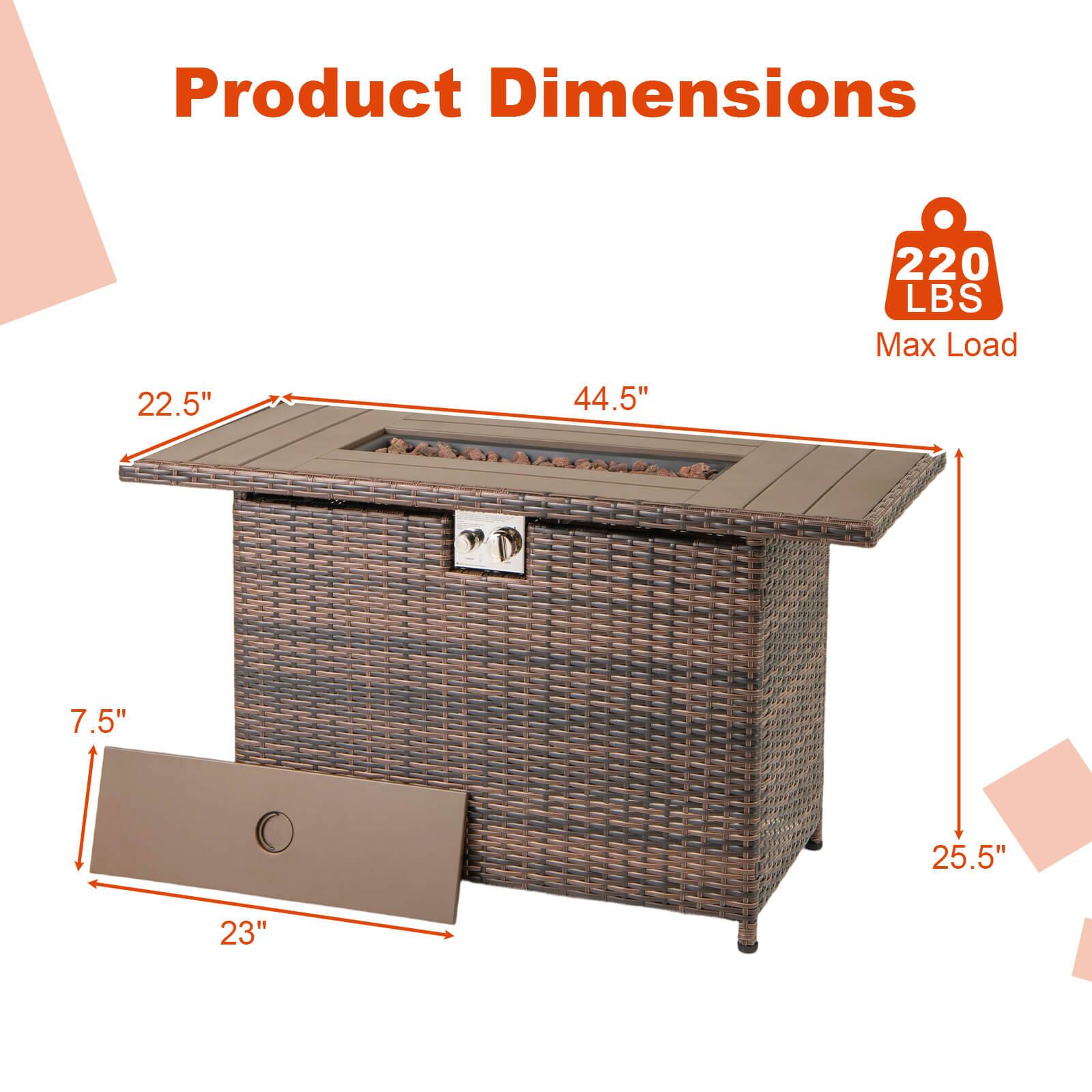Product Dimensions  
220 LBS Max Load  
22.5" x 44.5" x 25.5"  
7.5" x 23"