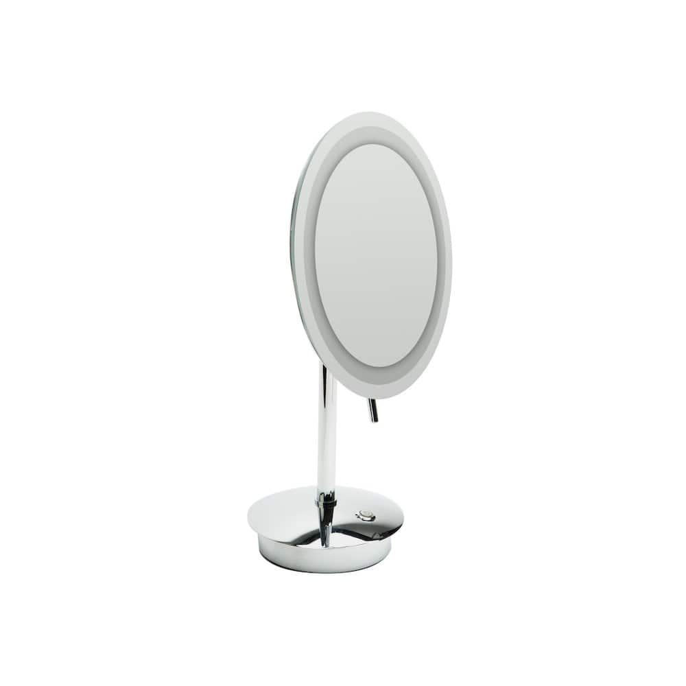 Alfi - Polished Chrome Tabletop Round 9" 5x Magnifying Cosmetic Mirror with Light - Silver