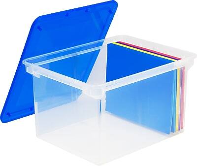 Alt View 2. Storex - Storex File Storage Box with Snap-On Lid, Letter/Legal Size, Clear/Blue (STX61508U01C) - Clear/Blue.
