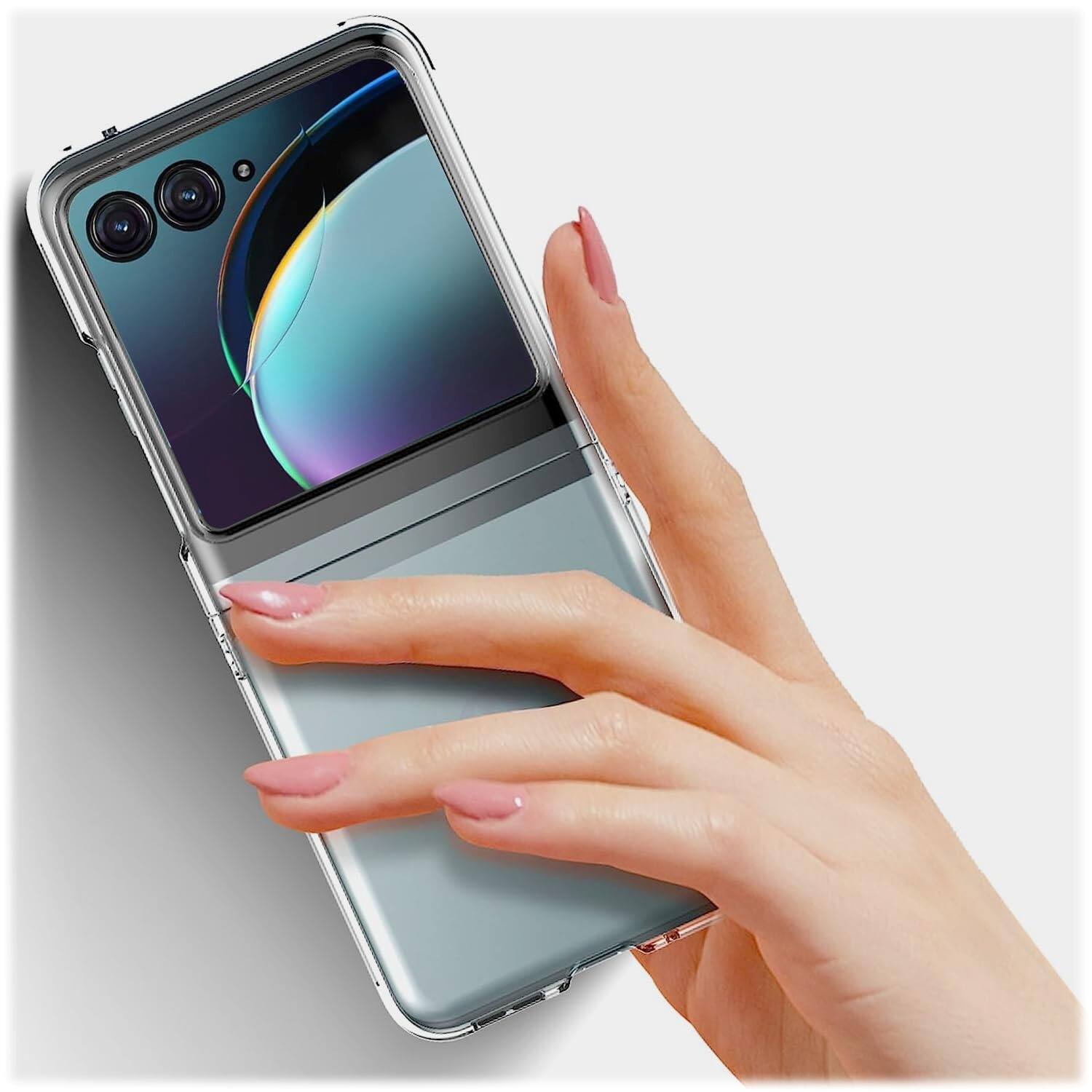 Alt View 14. SaharaCase - Hybrid-Flex Hard Shell Series Case for Motorola Razr+ (2023) - Clear.