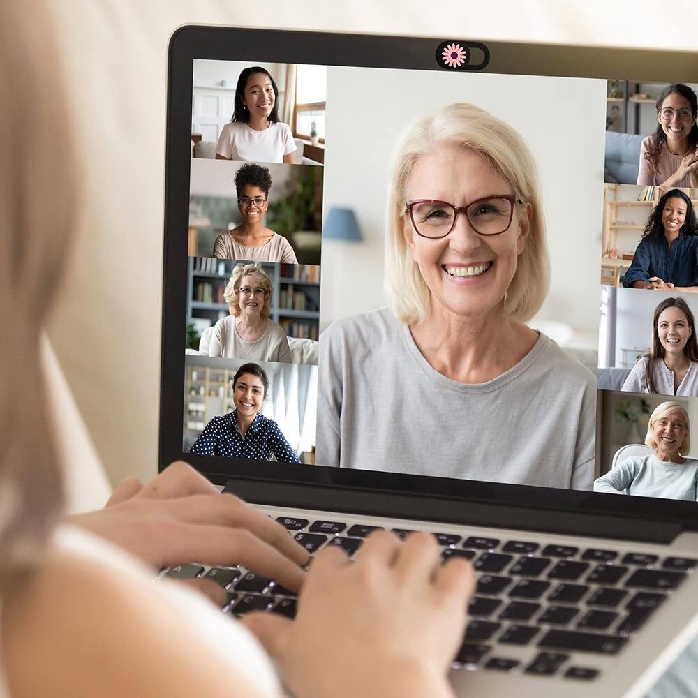 Back. RTMB - 3-Pack Ultra-Thin Laptop & Device Webcam Cover Slides, Daisy Pattern.