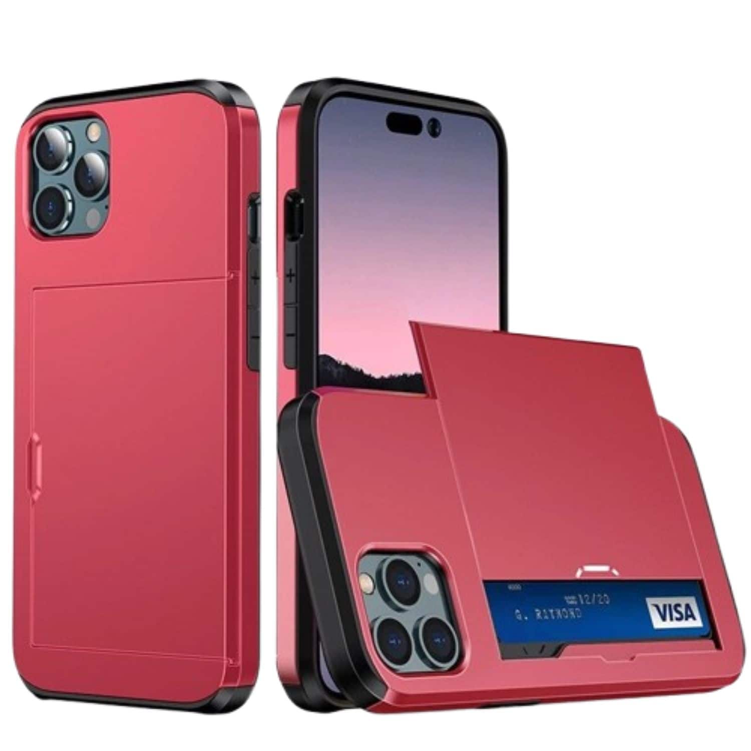 Home Collection - 6.1" Shockproof Case Cover with Wallet Card Holder for iPhone 13 - Red