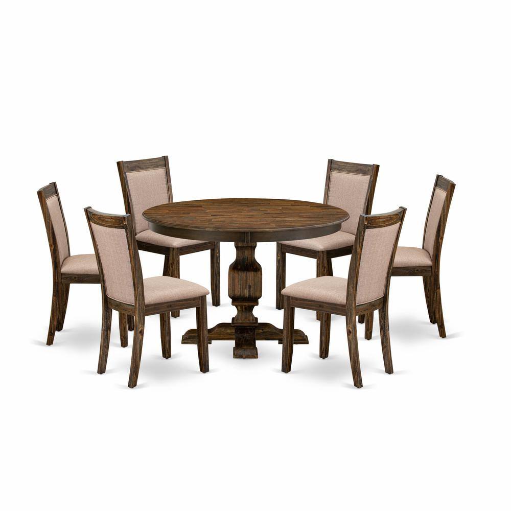 Front. East West Furniture - East West Furniture 7 Piece Kitchen Table Set Contains a Dinner Table and 6 Dark Khaki Linen Fabric Mid Century Modern - Multi-Color.