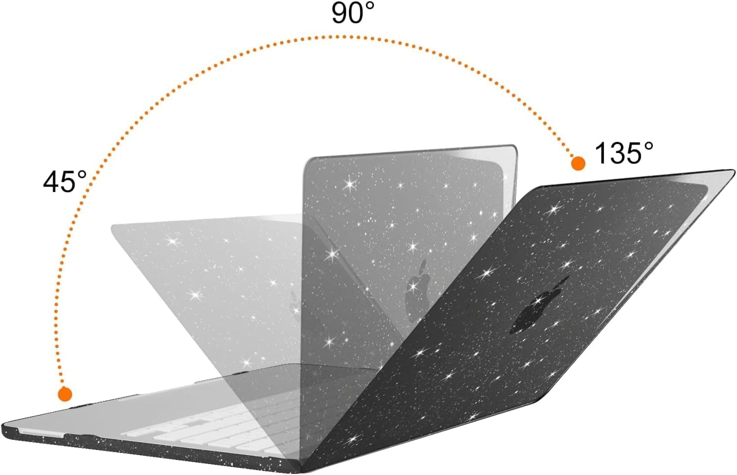 Left. mosiso - Sparkly Glitter Case for MacBook Neo 13 inch A3404 with A18 Pro Chip (2026), Ultra-Thin Crack & Scratch Resistant Cover - Black.