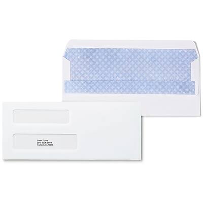 Staples - Self Seal Security Tinted #10 Double Window Envelopes, 4 1/8" x 9 1/2", 500/Box - White