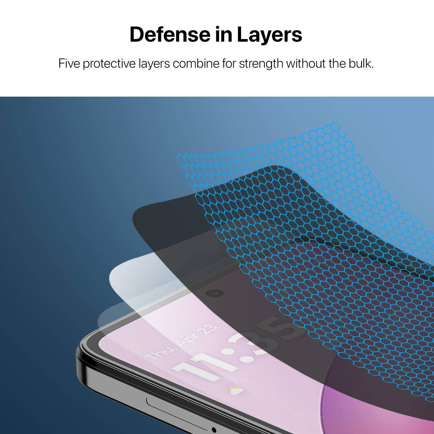 Defense in Layers  
Five protective layers combine for strength without the bulk.  

23 Apr Thu, 11:35