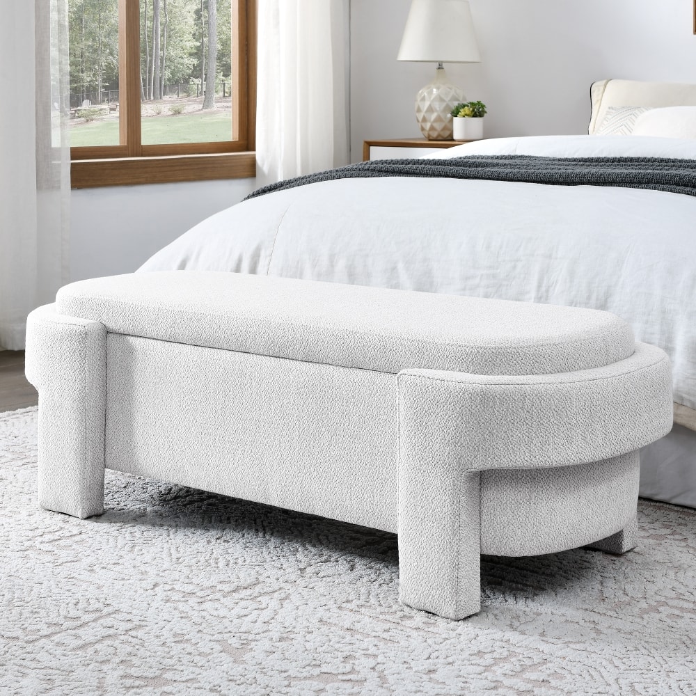 Ropilly - Linen Storage Bench, Upholstered Entryway Ottoman for Bedroom - White price history on PriceWatchPro