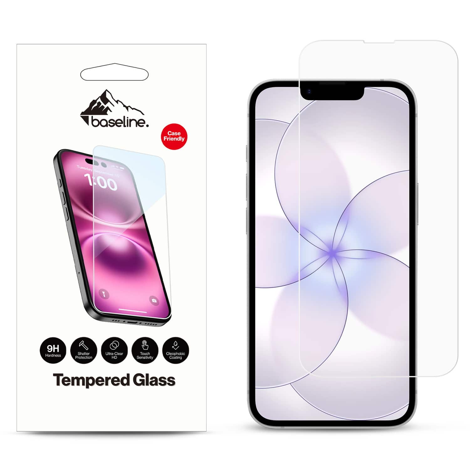 BASELINE - Tempered Glass Screen Protector (2.5D) for Apple iPhone 17e 16e 14 13 13 Pro - Clear