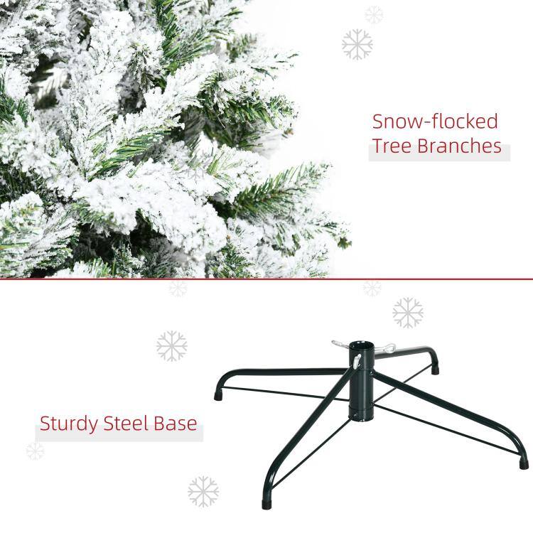 Snow-flocked Tree Branches  
Sturdy Steel Base