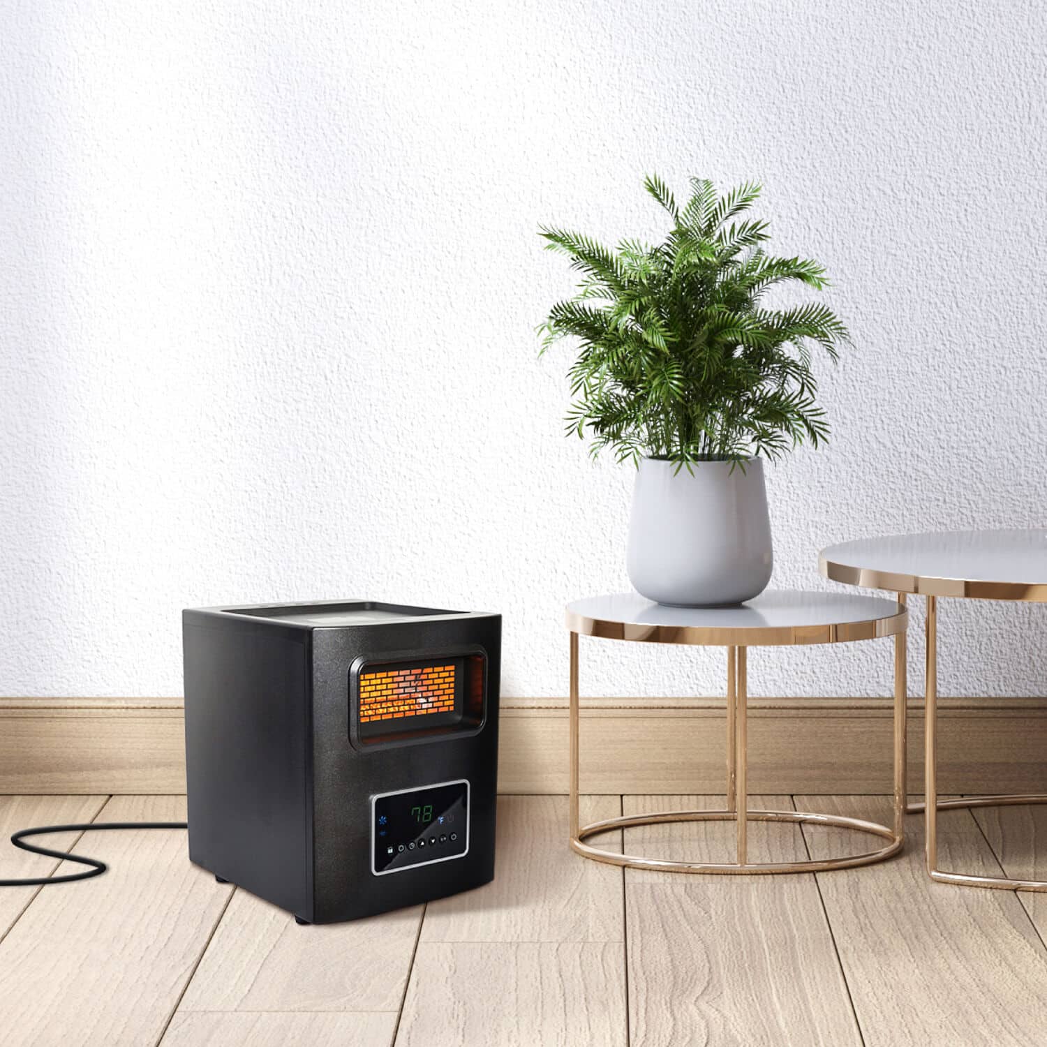 Left. Lifesmart - 4-Wrapped Element Infrared Heater with USB Charging - Black.