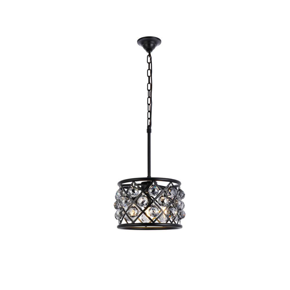 Alt View 5. Urban Classic - Madison 3 light Matte Black Pendant Silver Shade (Grey) Royal Cut Crystal - Matte Black.