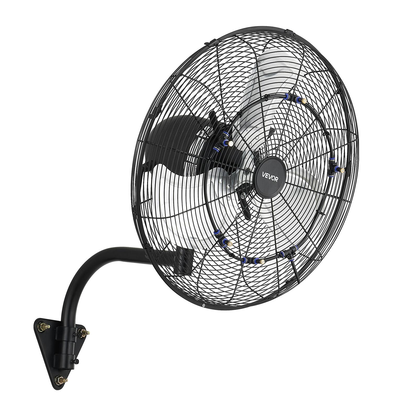 Alt View 5. VEVOR - Wall Mount Fan, 20 in Wall Mounted Hanging Fan with Oscillating & Mist, Remote, IP44-rated, 3-Speed, 18h Timer - Black.
