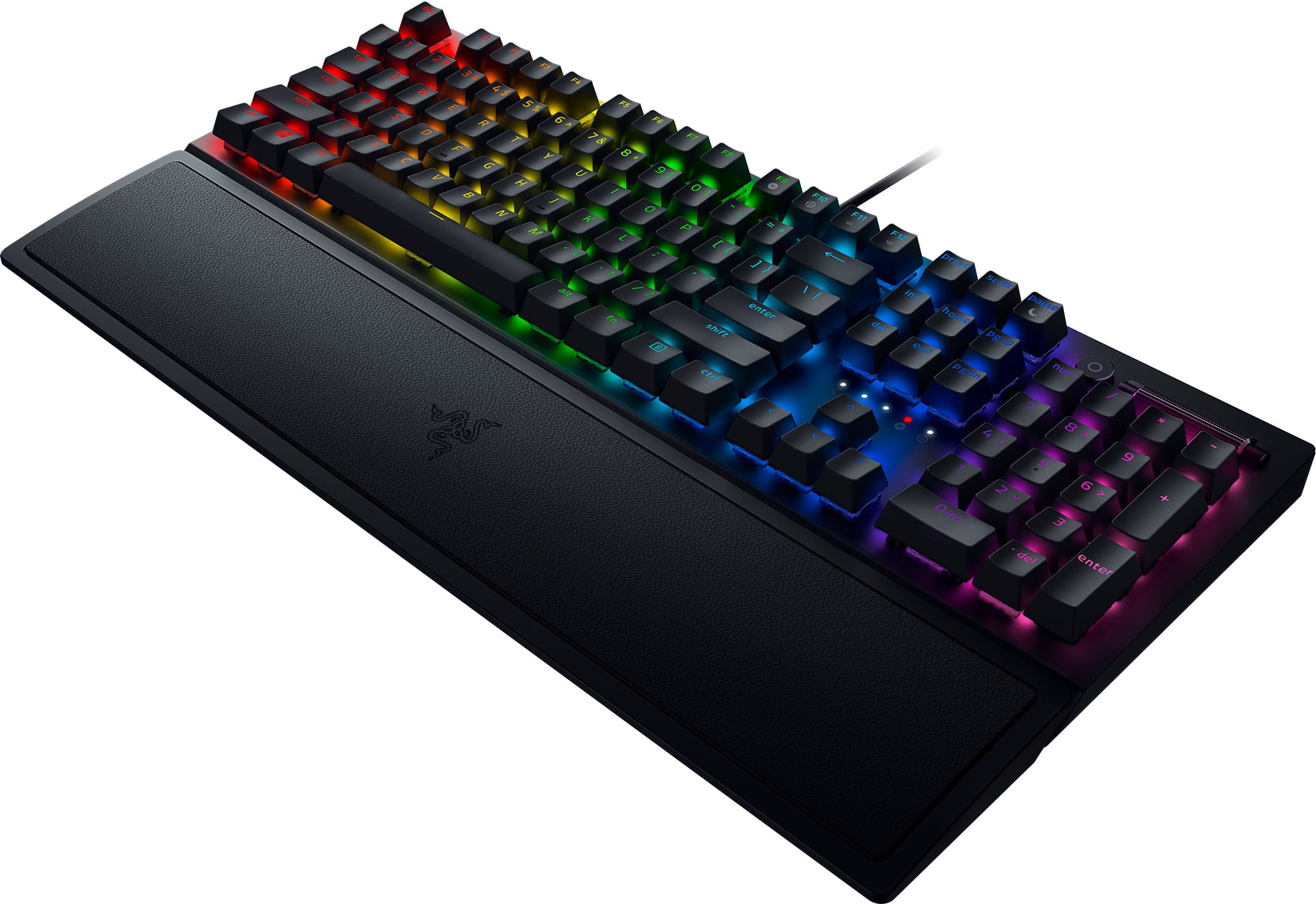 Left. Razer - Blackwidow V3 Full Size Wired Mechanical Green Clicky Tactile Switch Gaming Keyboard with Chroma RGB Backlighting - Black.
