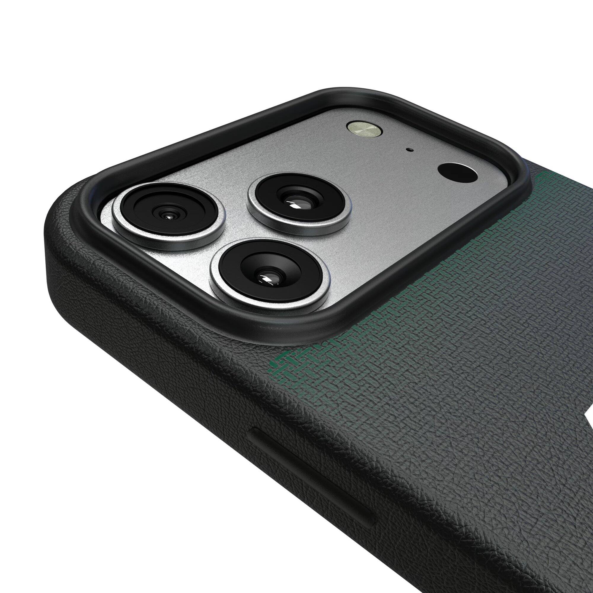 Alt View 2. Keyscaper - Linen Logo iPhone Magnetic Bump Case - 17 Pro Max - Black.