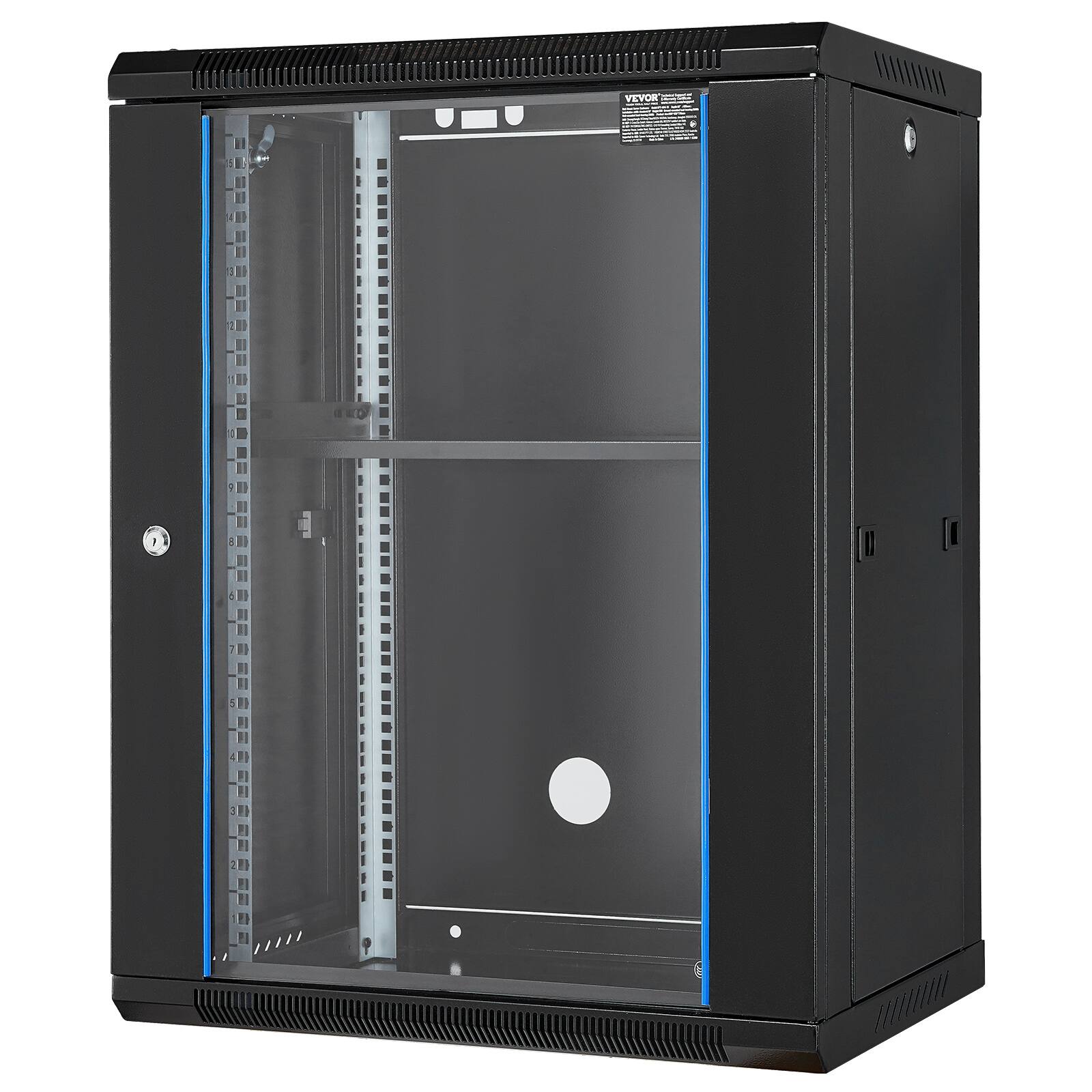 Alt View 5. VEVOR - 15U Wall Mount Network Cabinet, 500 lbs Max. Ground Load Capacity, Server Rack Cabinet Enclosure - Black.