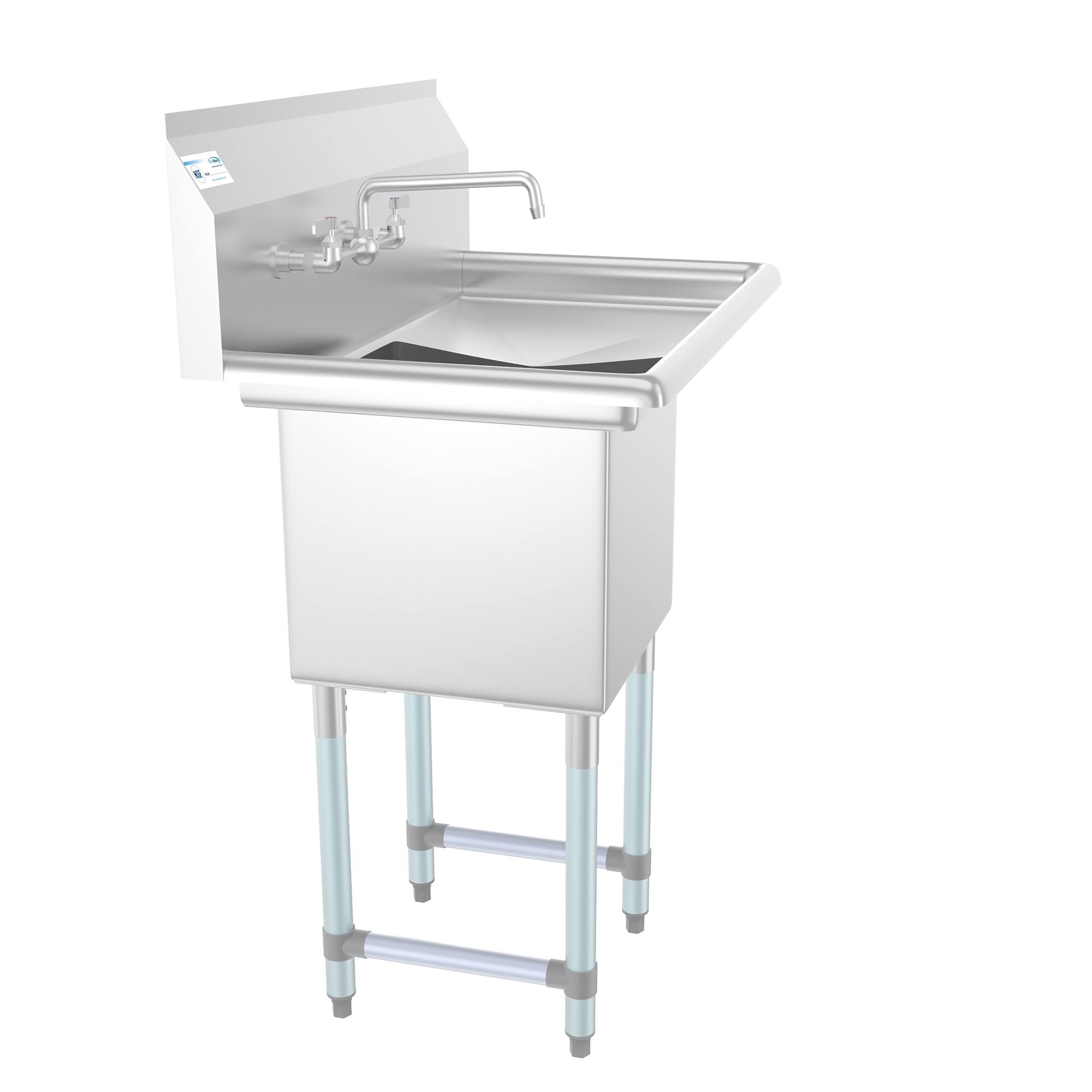 Left. Koolmore - 33 in. One Compartment Stainless Steel  Sink with Drainboard, Bowl Size 15"x 15"x 12" SA151512-15R3FA. - Stainless Steel.