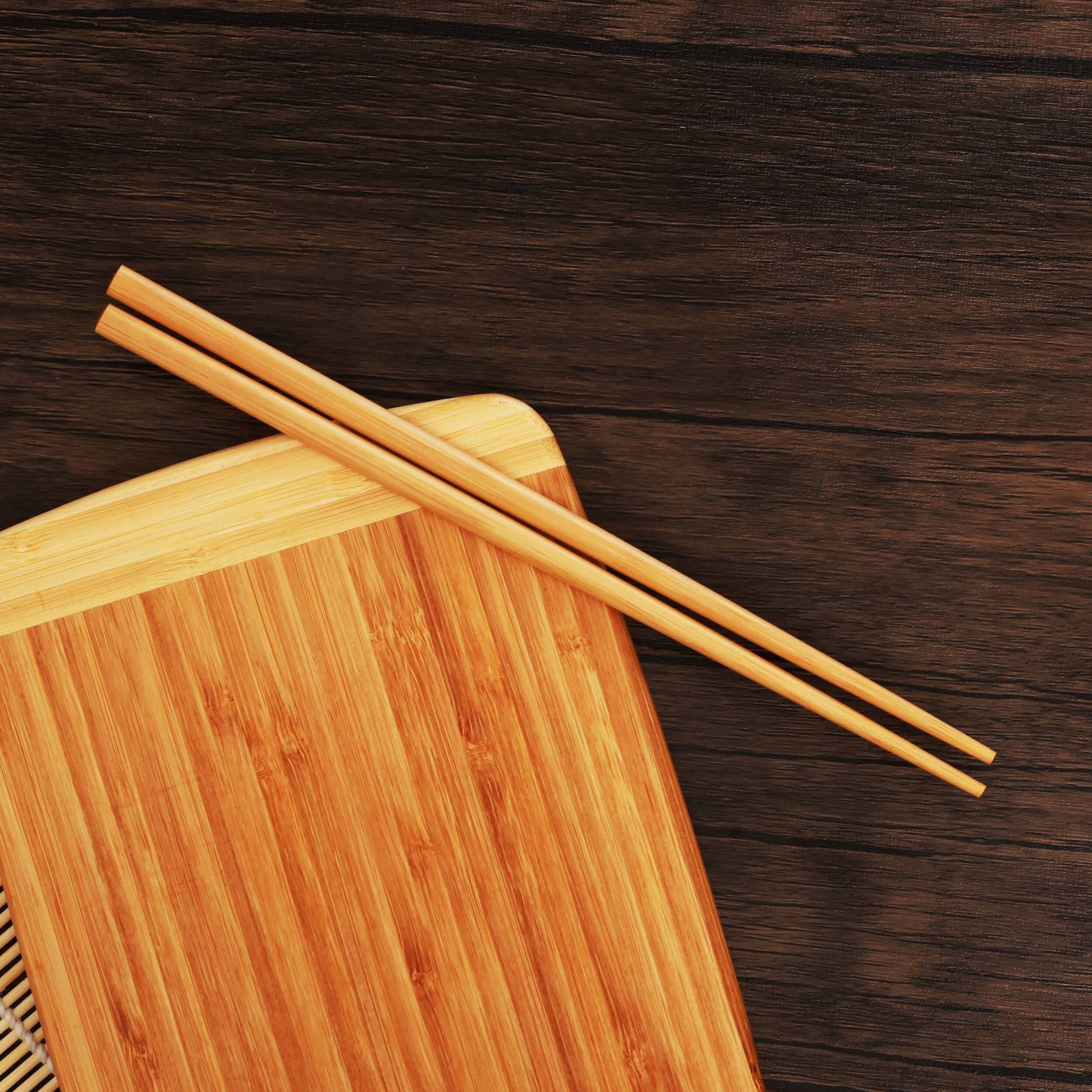 Back. Escali - Joyce Chen Reusable Burnished Bamboo Chopsticks Set, 5 Pair - Natural.