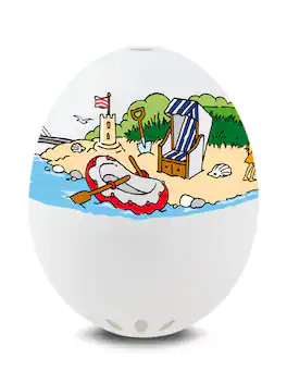 BrainStream - Coastal BeepEgg Singing and Floating Egg Timer for Boiled Eggs - White