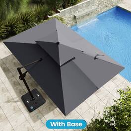 Crestlive Products - 11-ft Aluminum Slide-tilt Cantilever Patio Umbrella with Base - Dark Gray