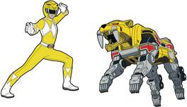 PopMarket - Icon Heroes - Power Rangers Yellow Ranger X Sabertooth Tiger Zord Pin Set - APPAREL - Multicolor