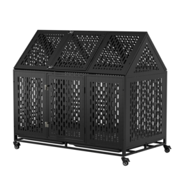 Boyel Living - 52 Inches Heavy Duty Dog Crate with Roof Top with Iron - Black