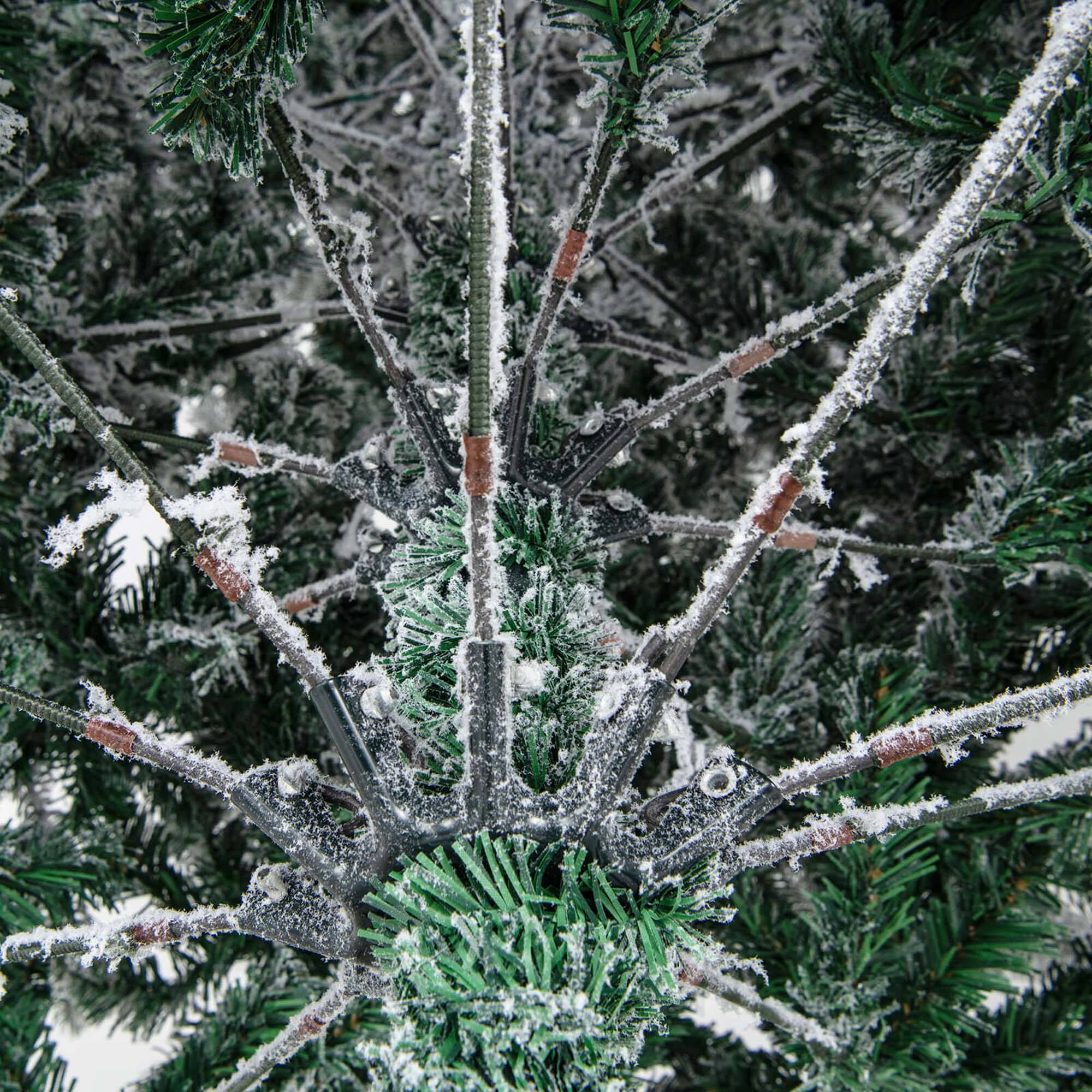 Alt View 9. Costway - Costway 7 FT Pre-Lit Flocked Christmas Tree Hinged w/ 300 LED Lights & 1687 Branch Tips - Green,White.