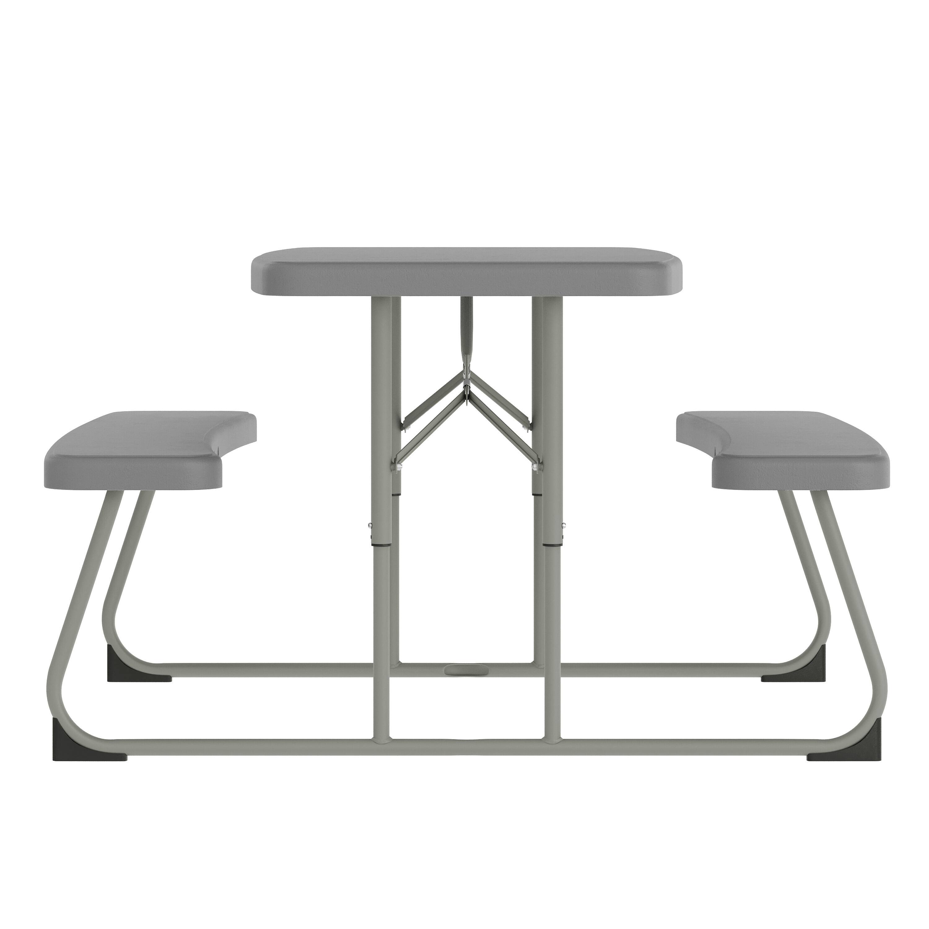 Left. Flash Furniture - Paige Easy-Fold Gray Folding Plastic Kids Outdoor Picnic Table and Benches - Commercial Grade - Seating for 4 Kids - Gray.