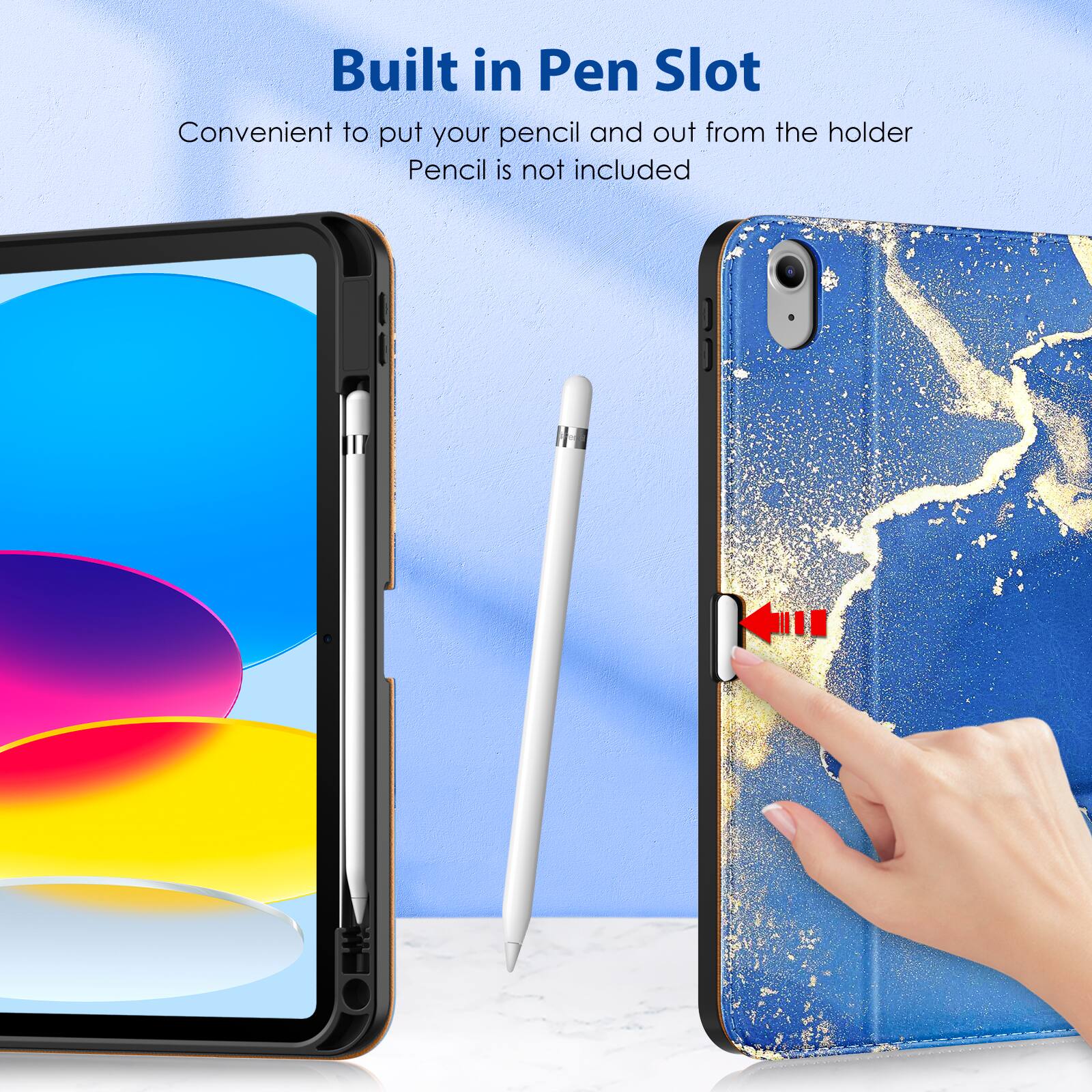 Built in Pen Slot  
Convenient to put your pencil and out from the holder  
Pencil is not included