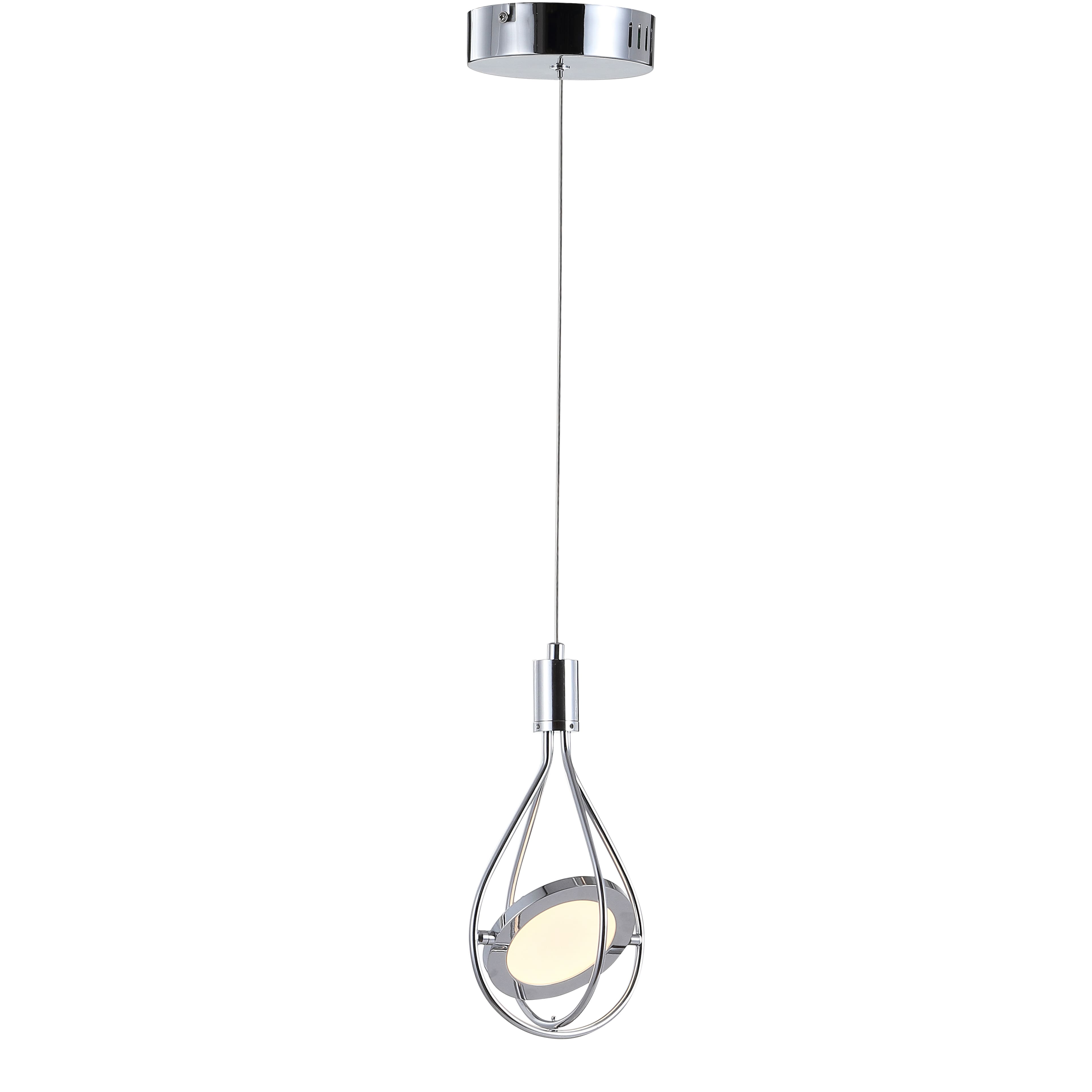 "Jonathan Y - Orion 5.5"" Adjustable Modern Integrated 1-Light Cluster LED Metal Pendant - Chrome" price history on PriceWatchPro