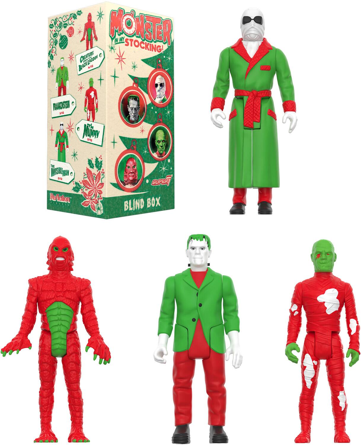 Super7 - Universal Monsters - Reaction Blind Box Wv1 - Monster In My Stocking 12pc Flat - COLLECTIBLES