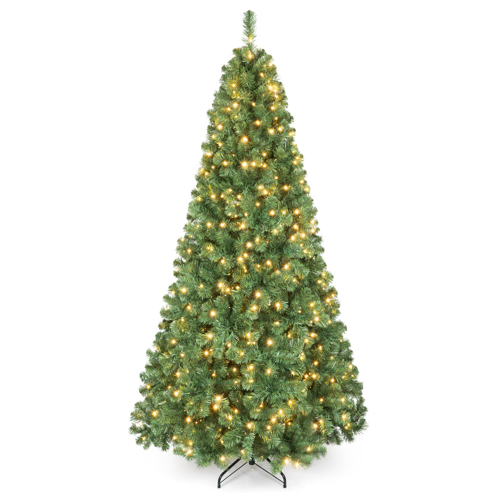 Alt View 1. Gymax - Gymax 7 FT Pre-Lit Artificial Christmas Tree Realistic Full Xmas Tree w/700 Warm White LED Lights 1188 Dense Branch Tips - green.