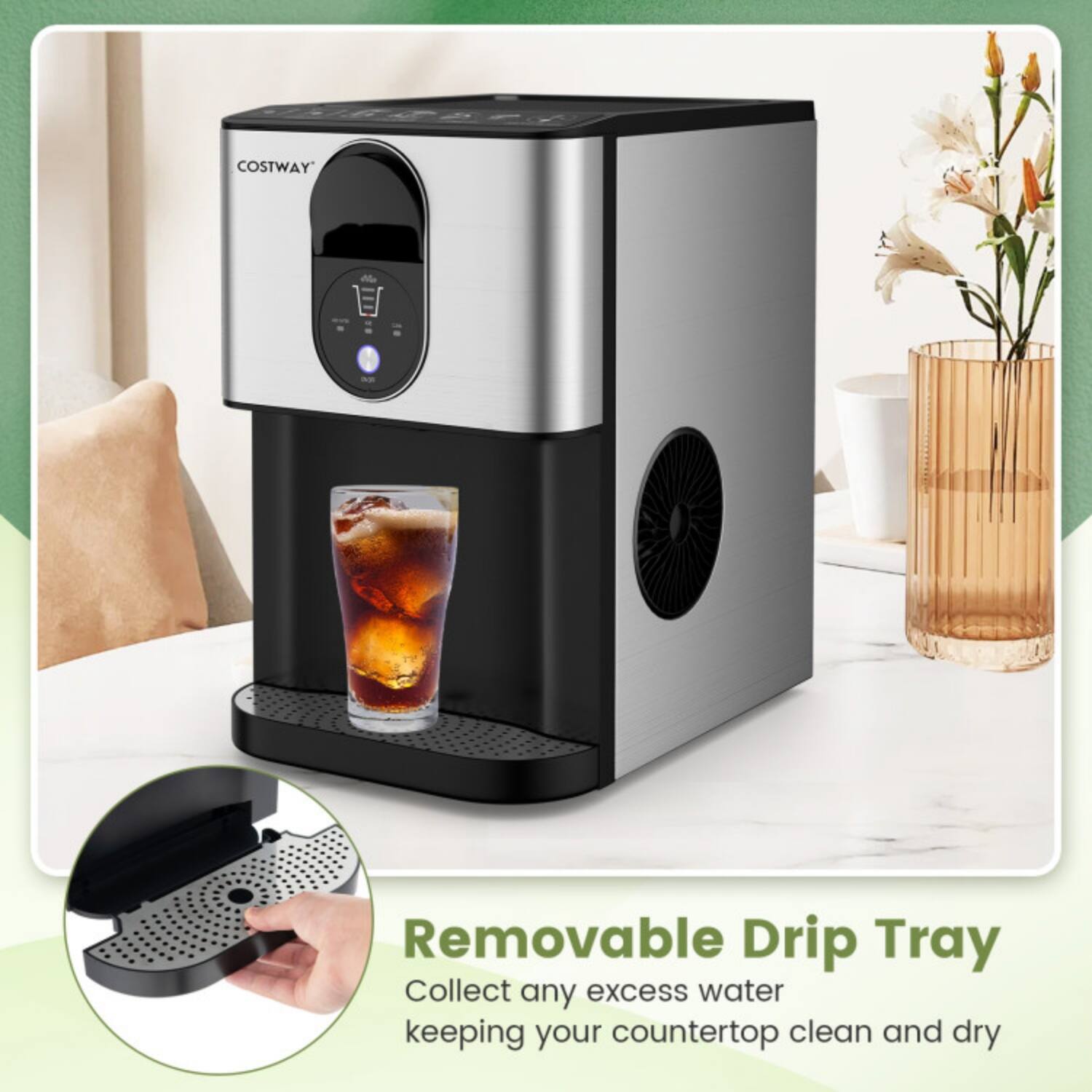 COSTWAY  
Removable Drip Tray  
Collect any excess water, keeping your countertop clean and dry