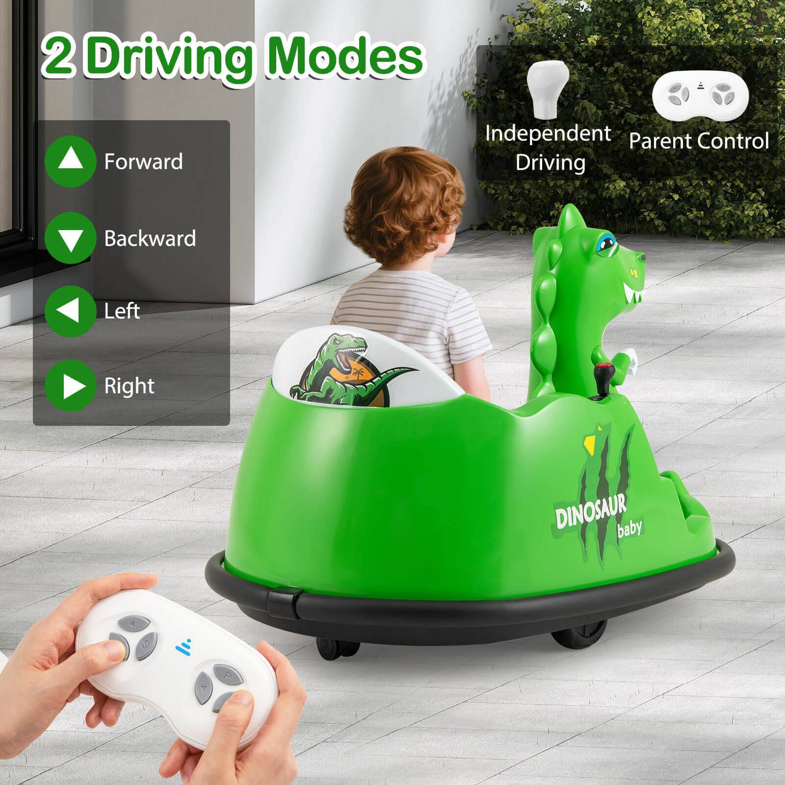 2 Driving Modes

Forward
Backward
Left
Right

Independent Parent Control Driving

DINOSAUR baby