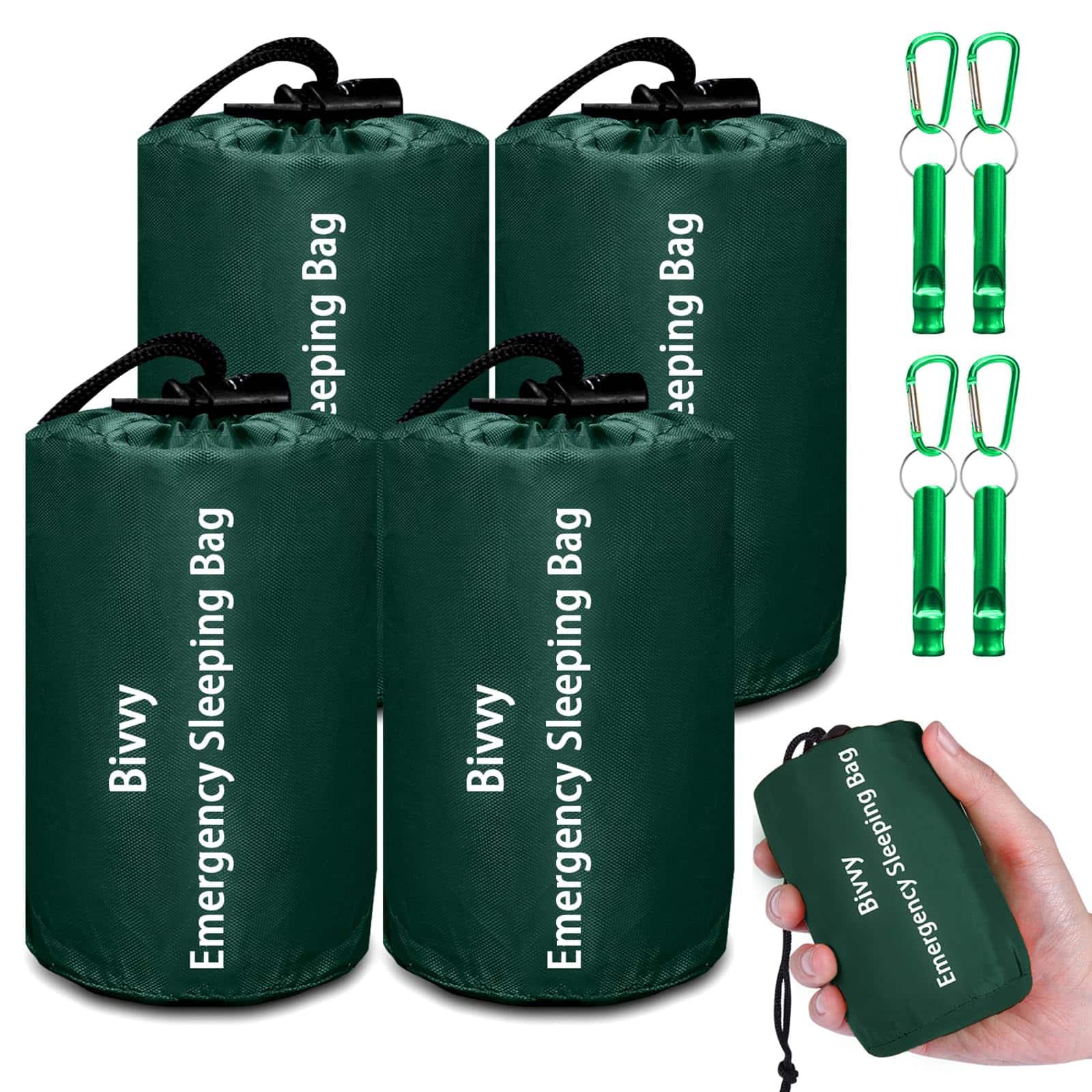 Dapper Styles - Emergency Sleeping Bag Portable Waterproof Thermal Bivy Sacks Tac Bivvy Bags Camping Mylar Gear Blankets Sh - Army Green-2 PACK