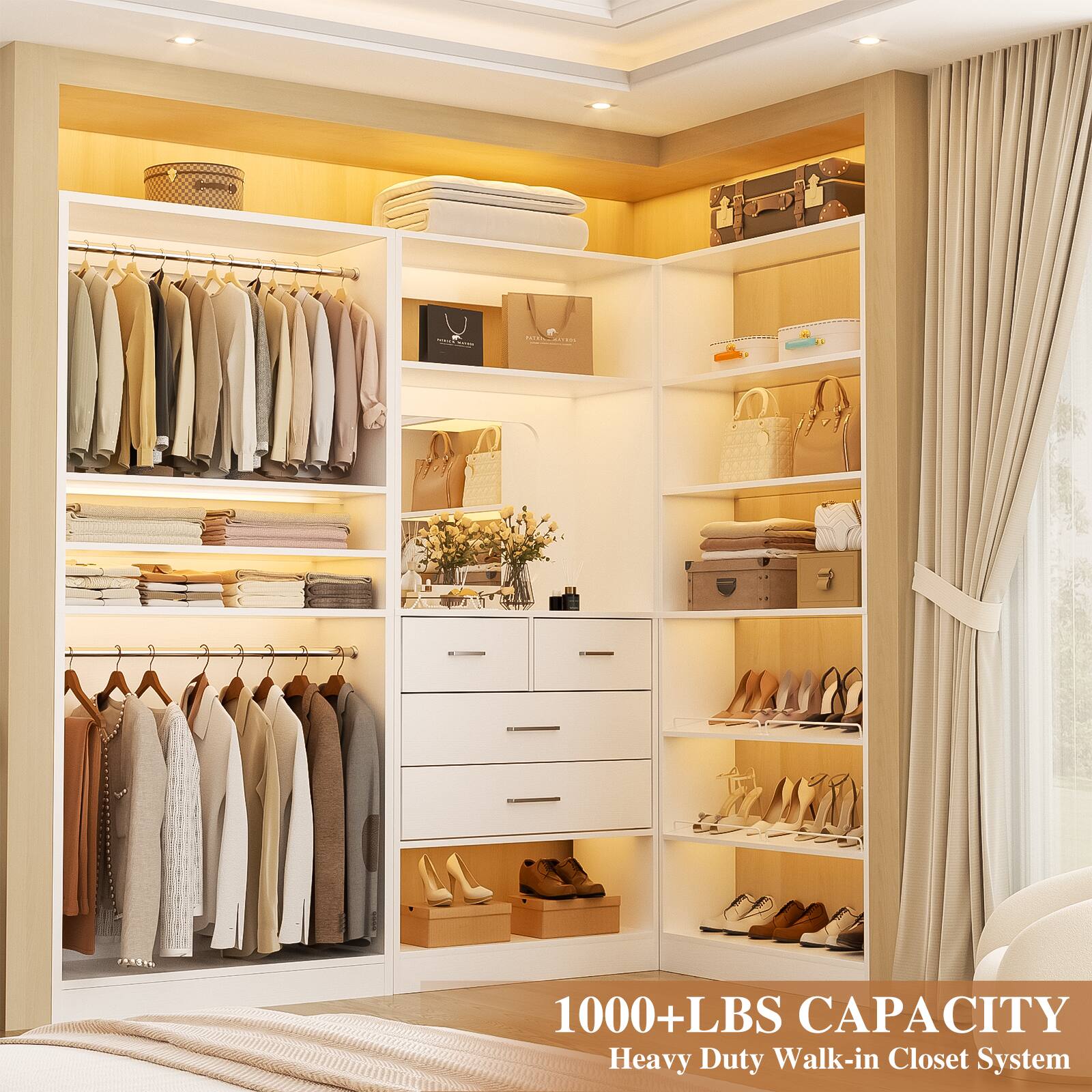 1000+LBS CAPACITY Heavy Duty Walk-in Closet System
