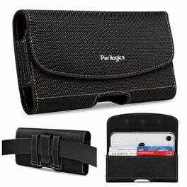 Perilogics - Universal Phone Holster – Durable Nylon Belt Clip Pouch with Magnetic Closure for Small Smartphones with Protective Case - Black