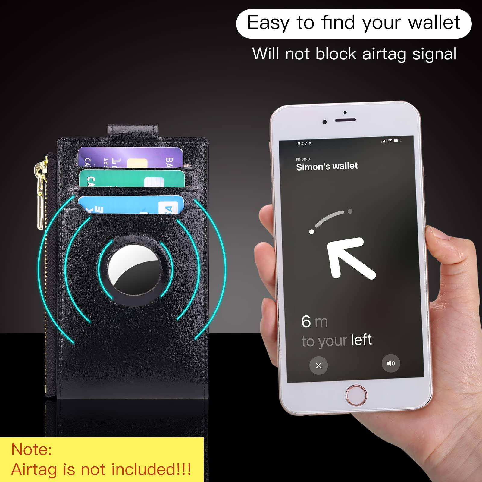 Left. Jadie Link - Air-tag Womens Wallet Genuine Leahter Bifold Credit Card Holder Built-in Integrated Case Built-in Case Air-TagCombining - AD-Pink.