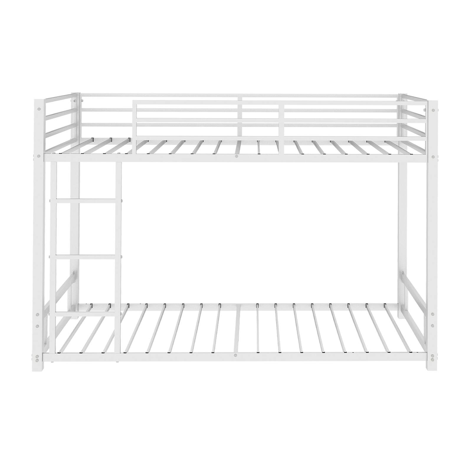Alt View 8. Loheer - Loheer White Metal Twin over Twin Bunk Bed Heavy Duty Sturdy Frame with Safety Guardrail Noise Reduced - White.