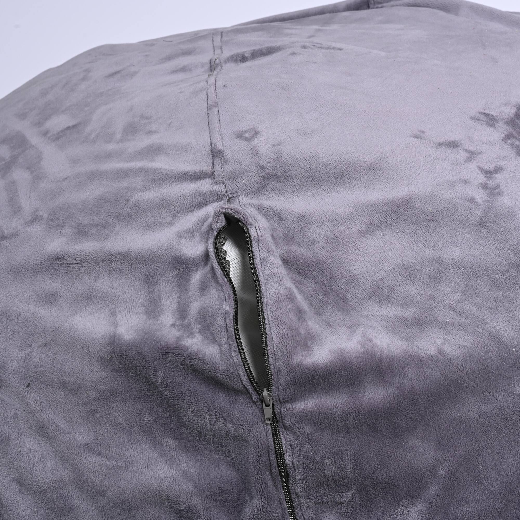 Alt View 5. GOODSILO - Plush Velvet Bean Bag Chair for Kids and Adults with Washable Cover and Memory Foam Filling - Gray.